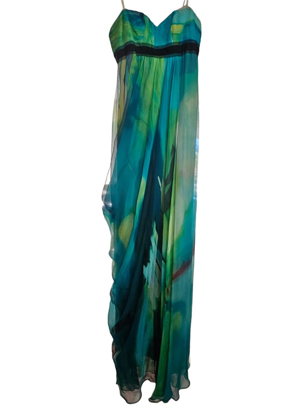 BCBGMAXAZRIA Silk Chiffon Watercolor 2008 Strapless Maxi Gown Dress - Picture 5 of 14